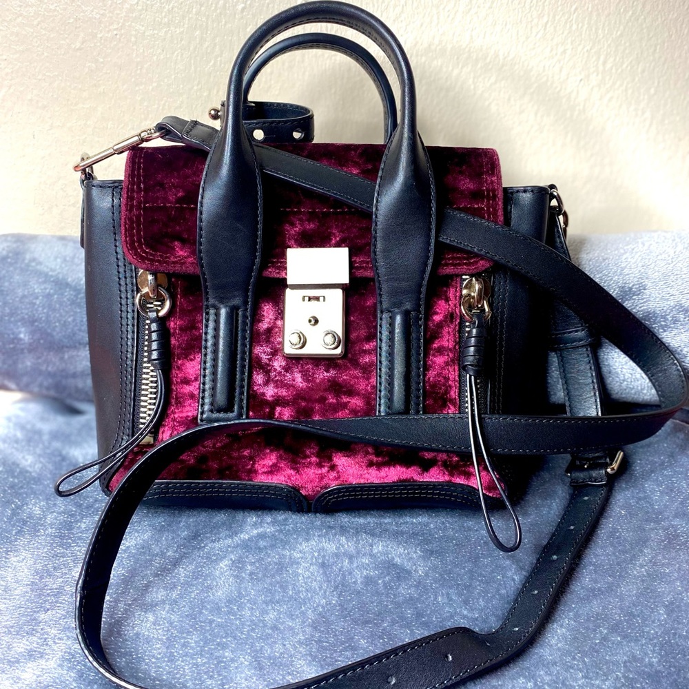 Authentic 3.1 Philip Lim Satchel velour and leather handbag.